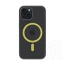Tactical iPhone 15 magforce hyperstealth 2.0 szilikon védő (ütésálló, átlátszó matt hátlap, magsafe) fekete/citromsárga