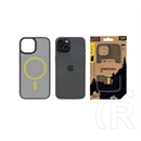Tactical iPhone 15 magforce hyperstealth 2.0 szilikon védő (ütésálló, átlátszó matt hátlap, magsafe) fekete/citromsárga