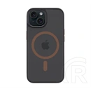 Tactical iPhone 15 magforce hyperstealth 2.0 szilikon védő (ütésálló, átlátszó matt hátlap, magsafe) fekete/sötétbarna