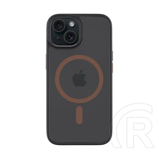 Tactical iPhone 15 magforce hyperstealth 2.0 szilikon védő (ütésálló, átlátszó matt hátlap, magsafe) fekete/sötétbarna