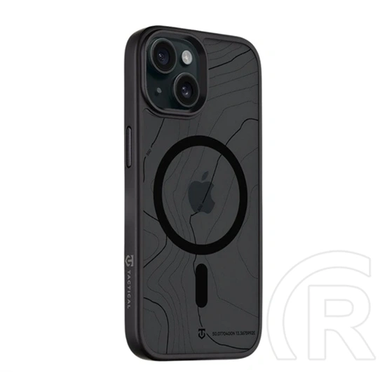 Tactical iPhone 15 magforce hyperstealth sika szilikon telefonvédő (ütésállóság, magsafe, topográfiai minta) fekete