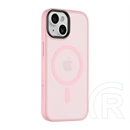 Tactical iPhone 15 magforce hyperstealth szilikon telefonvédő (ütésállóság, átlátszó matt hátlap, magsafe) rózsaszín