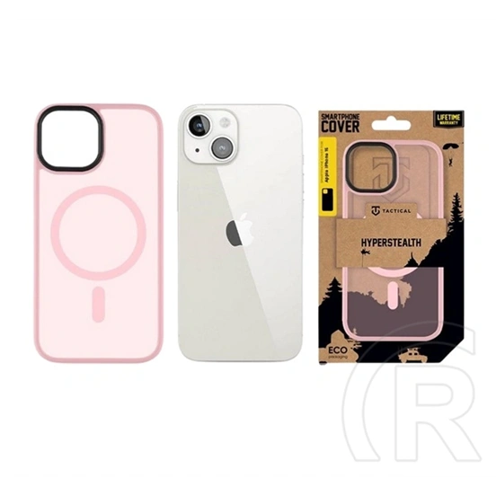 Tactical iPhone 15 magforce hyperstealth szilikon telefonvédő (ütésállóság, átlátszó matt hátlap, magsafe) rózsaszín