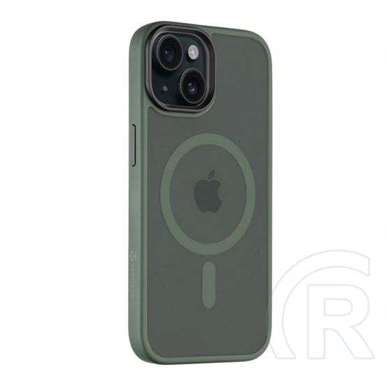 Tactical iPhone 15 magforce hyperstealth szilikon telefonvédő (ütésállóság, átlátszó matt hátlap, magsafe) sötétzöld