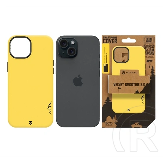 Tactical iPhone 15 magforce velvet smoothie 2.0 szilikon telefonvédő (ütésállóság, matt, magsafe) citromsárga