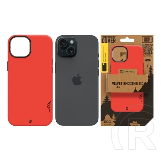 Tactical iPhone 15 magforce velvet smoothie 2.0 szilikon telefonvédő (ütésállóság, matt, magsafe) piros