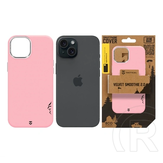 Tactical iPhone 15 magforce velvet smoothie 2.0 szilikon telefonvédő (ütésállóság, matt, magsafe) rózsaszín