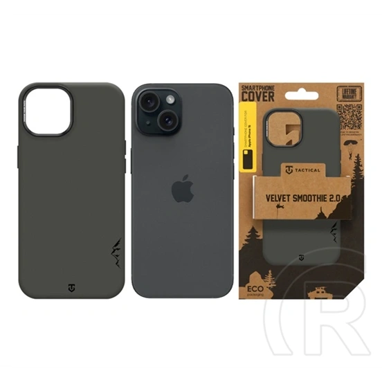 Tactical iPhone 15 magforce velvet smoothie 2.0 szilikon telefonvédő (ütésállóság, matt, magsafe) sötétszürke