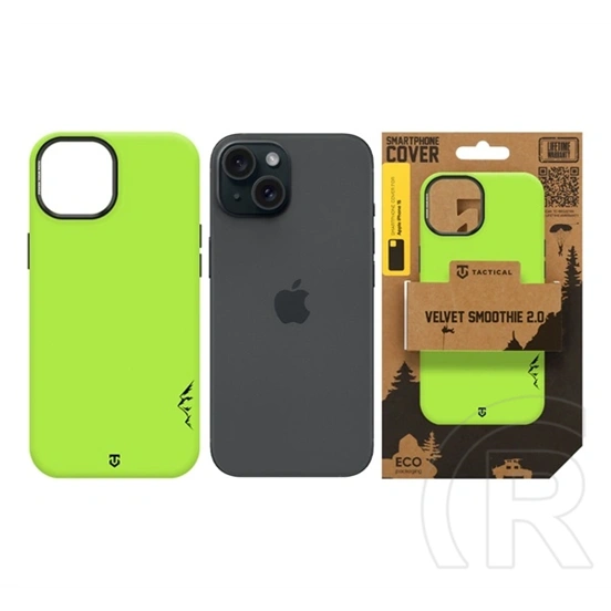 Tactical iPhone 15 magforce velvet smoothie 2.0 szilikon telefonvédő (ütésállóság, matt, magsafe) világoszöld
