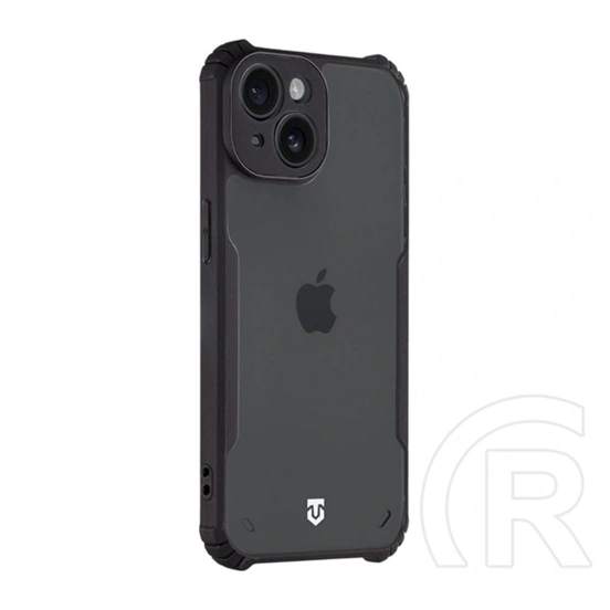 Tactical iPhone 15 quantum stealth szilikon telefonvédő (ütésálló, légpárnás sarok, átlátszó hátlap, kameravédő) fekete