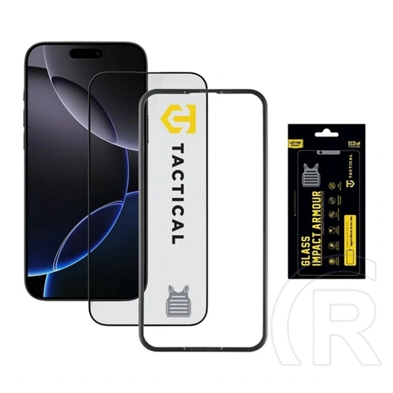 Tactical iPhone 16 Pro Max impact armour glass képernyővédő üveg (3d, extra karcálló, segédkeret) átlátszó