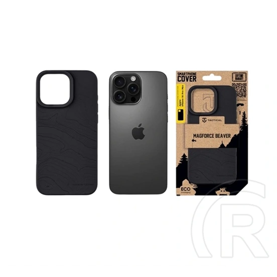 Tactical iPhone 16 Pro Max magforce beaver szilikon védő (plüss belső, matt, magsafe, topográfiai minta) fekete