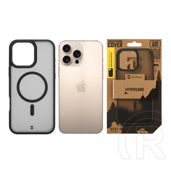Tactical iPhone 16 Pro Max magforce hypersand szilikon telefonvédő (ütésállóság, átlátszó hátlap, magsafe) fekete