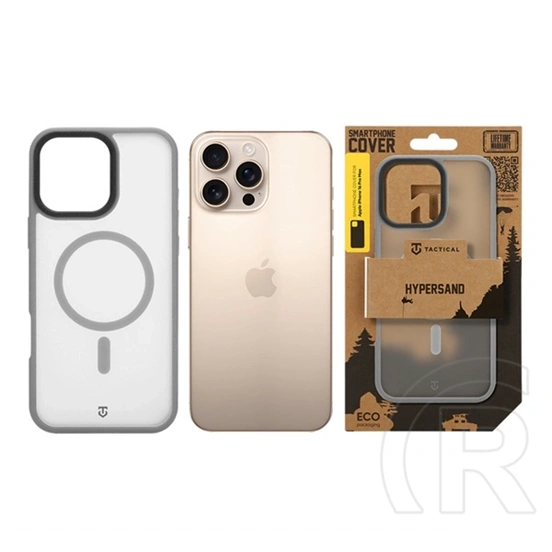 Tactical iPhone 16 Pro Max magforce hypersand szilikon telefonvédő (ütésállóság, átlátszó hátlap, magsafe) világosszürke