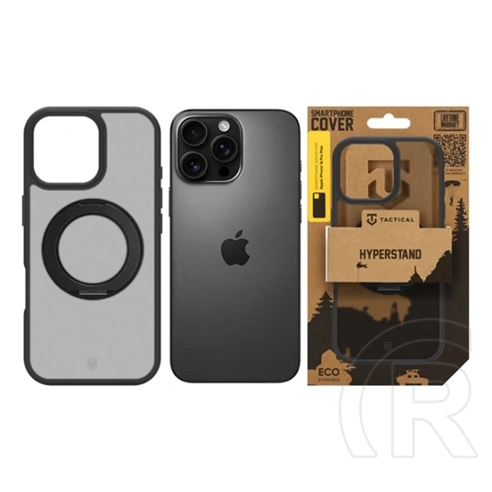 Tactical iPhone 16 Pro Max magforce hyperstand szilikon védő (ütésálló, átlátszó hátlap, magsafe, kitámasztó) fekete