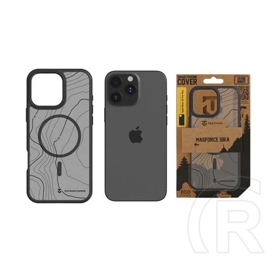 Tactical iPhone 16 Pro Max magforce hyperstealth sika szilikon telefonvédő (ütésálló, magsafe, topográfiai minta) fekete