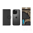 Tactical iPhone 16 Pro field notes tok álló, bőr hatású (flip, asztali tartó, bankkártya tartó, prémium) fekete
