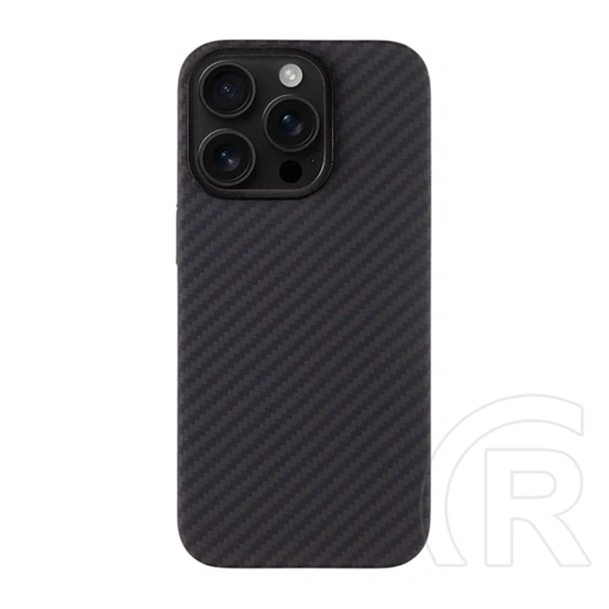 Tactical iPhone 16 Pro magforce aramid szilikon telefonvédő (ultravékony, aramid bevonat, magsafe, karbon minta) fekete
