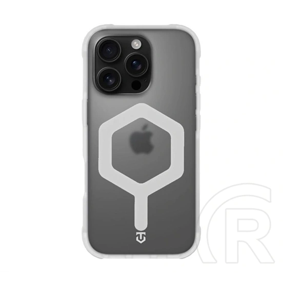 Tactical iPhone 16 Pro magforce hexagon szilikon védő (ütésálló, légpárnás sarok, átlátszó matt hátlap, magsafe) fehér