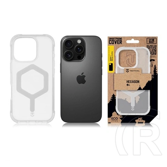 Tactical iPhone 16 Pro magforce hexagon szilikon védő (ütésálló, légpárnás sarok, átlátszó matt hátlap, magsafe) fehér
