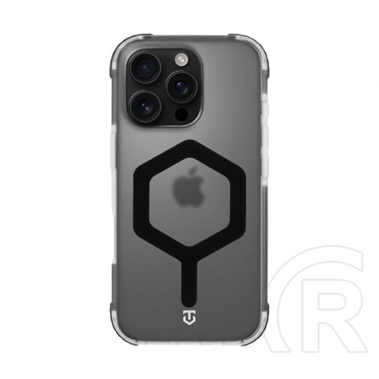 Tactical iPhone 16 Pro magforce hexagon szilikon védő (ütésálló, légpárnás sarok, átlátszó matt hátlap, magsafe) fekete