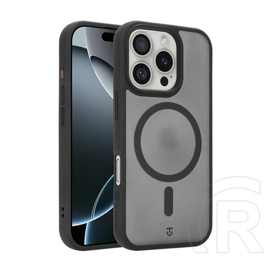 Tactical iPhone 16 Pro magforce hypersand szilikon telefonvédő (ütésállóság, átlátszó hátlap, magsafe) fekete