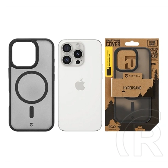 Tactical iPhone 16 Pro magforce hypersand szilikon telefonvédő (ütésállóság, átlátszó hátlap, magsafe) fekete