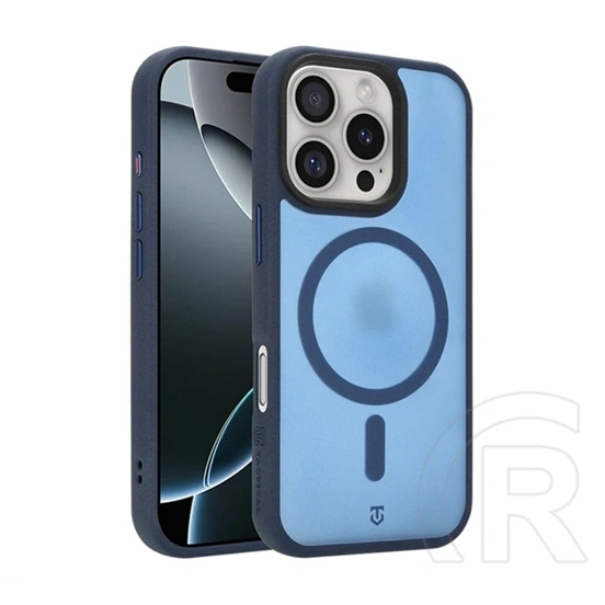 Tactical iPhone 16 Pro magforce hypersand szilikon telefonvédő (ütésállóság, átlátszó hátlap, magsafe) sötétkék