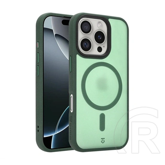 Tactical iPhone 16 Pro magforce hypersand szilikon telefonvédő (ütésállóság, átlátszó hátlap, magsafe) sötétzöld