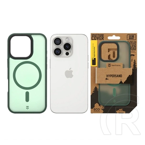 Tactical iPhone 16 Pro magforce hypersand szilikon telefonvédő (ütésállóság, átlátszó hátlap, magsafe) sötétzöld