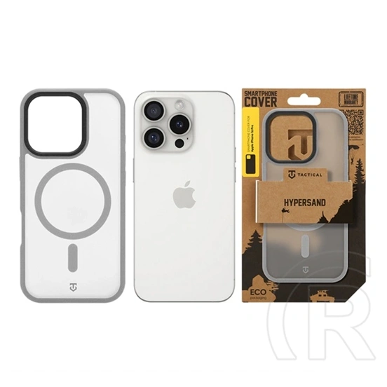 Tactical iPhone 16 Pro magforce hypersand szilikon telefonvédő (ütésállóság, átlátszó hátlap, magsafe) világosszürke