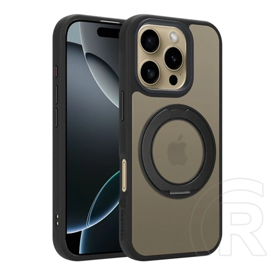 Tactical iPhone 16 Pro magforce hyperstand szilikon telefonvédő (ütésálló, átlátszó hátlap, magsafe, kitámasztó) fekete