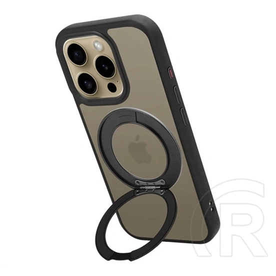 Tactical iPhone 16 Pro magforce hyperstand szilikon telefonvédő (ütésálló, átlátszó hátlap, magsafe, kitámasztó) fekete