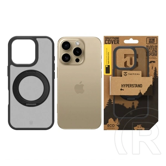 Tactical iPhone 16 Pro magforce hyperstand szilikon telefonvédő (ütésálló, átlátszó hátlap, magsafe, kitámasztó) fekete