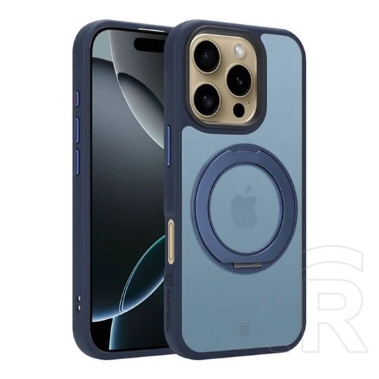 Tactical iPhone 16 Pro magforce hyperstand szilikon védő (ütésálló, átlátszó hátlap, magsafe, kitámasztó) sötétkék