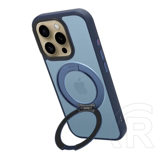 Tactical iPhone 16 Pro magforce hyperstand szilikon védő (ütésálló, átlátszó hátlap, magsafe, kitámasztó) sötétkék