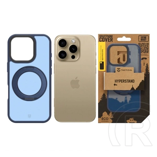 Tactical iPhone 16 Pro magforce hyperstand szilikon védő (ütésálló, átlátszó hátlap, magsafe, kitámasztó) sötétkék
