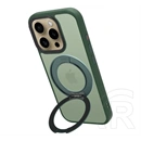 Tactical iPhone 16 Pro magforce hyperstand szilikon védő (ütésálló, átlátszó hátlap, magsafe, kitámasztó) sötétzöld