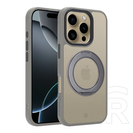 Tactical iPhone 16 Pro magforce hyperstand szilikon védő (ütésálló, átlátszó hátlap, magsafe, kitámasztó) világosszürke