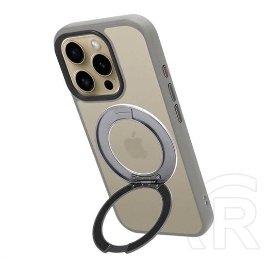 Tactical iPhone 16 Pro magforce hyperstand szilikon védő (ütésálló, átlátszó hátlap, magsafe, kitámasztó) világosszürke