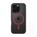 Tactical iPhone 16 Pro magforce hyperstealth 2.0 szilikon védő (ütésálló, átlátszó matt hátlap, magsafe) fekete/piros