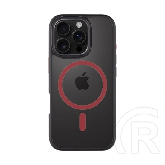Tactical iPhone 16 Pro magforce hyperstealth 2.0 szilikon védő (ütésálló, átlátszó matt hátlap, magsafe) fekete/piros