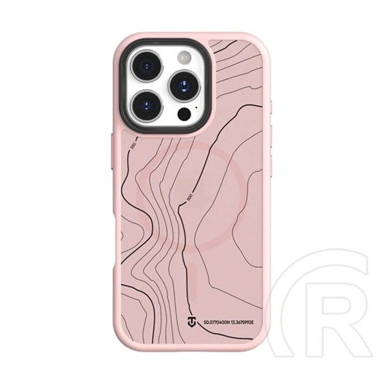 Tactical iPhone 16 Pro magforce hyperstealth sika szilikon telefonvédő (ütésálló, magsafe, topográfiai minta) rózsaszín