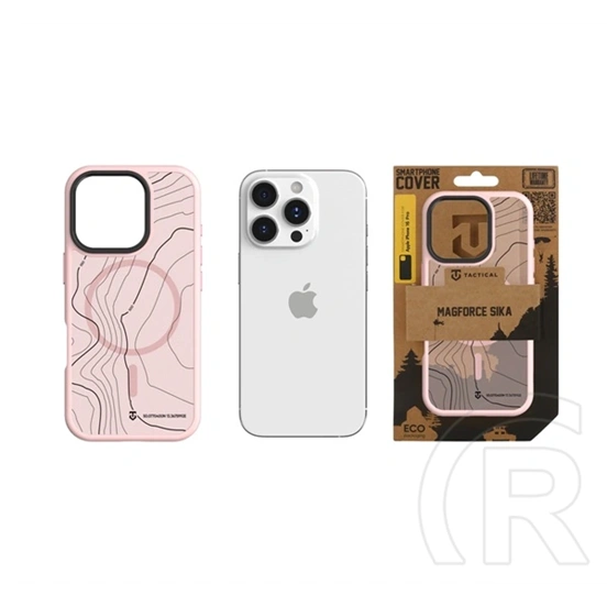 Tactical iPhone 16 Pro magforce hyperstealth sika szilikon telefonvédő (ütésálló, magsafe, topográfiai minta) rózsaszín