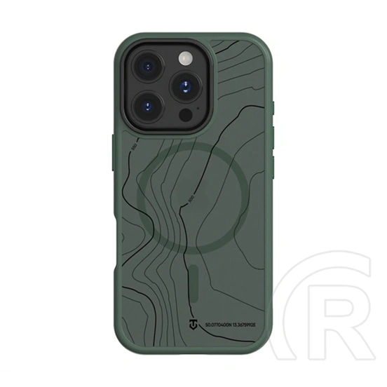 Tactical iPhone 16 Pro magforce hyperstealth sika szilikon telefonvédő (ütésálló, magsafe, topográfiai minta) sötétzöld