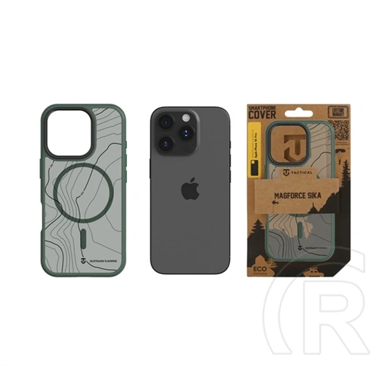 Tactical iPhone 16 Pro magforce hyperstealth sika szilikon telefonvédő (ütésálló, magsafe, topográfiai minta) sötétzöld