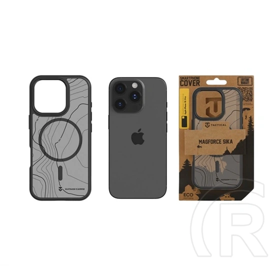 Tactical iPhone 16 Pro magforce hyperstealth sika szilikon telefonvédő (ütésállóság, magsafe, topográfiai minta) fekete