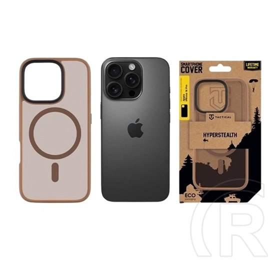 Tactical iPhone 16 Pro magforce hyperstealth szilikon telefonvédő (ütésálló, átlátszó matt hátlap, magsafe) sötétbarna