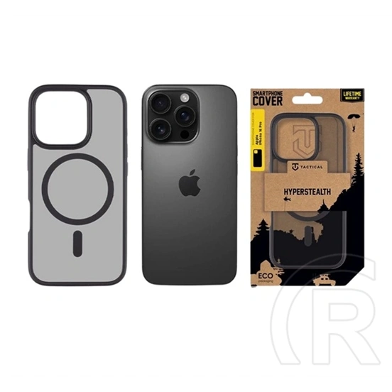 Tactical iPhone 16 Pro magforce hyperstealth szilikon telefonvédő (ütésállóság, átlátszó matt hátlap, magsafe) fekete