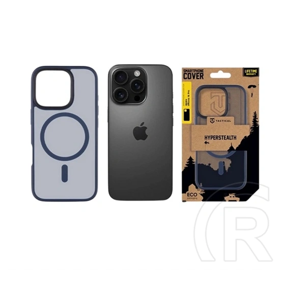 Tactical iPhone 16 Pro magforce hyperstealth szilikon telefonvédő (ütésállóság, átlátszó matt hátlap, magsafe) sötétkék